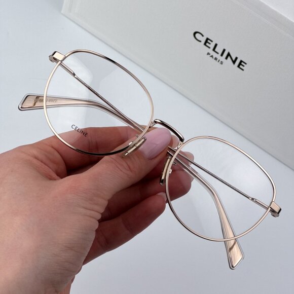 Celine Women BRAND NEW Eyeglasses Metal Shiny Rose Gold Demo Round CL50095U 028 - Picture 1 of 10